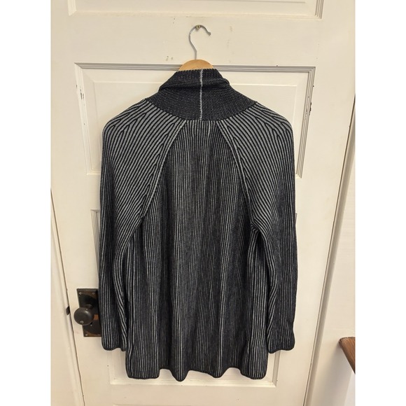 Lands' End Women's Cotton Drifter Black‎ Gray Open Cardigan Sweater Size Small - Picture 5 of 6